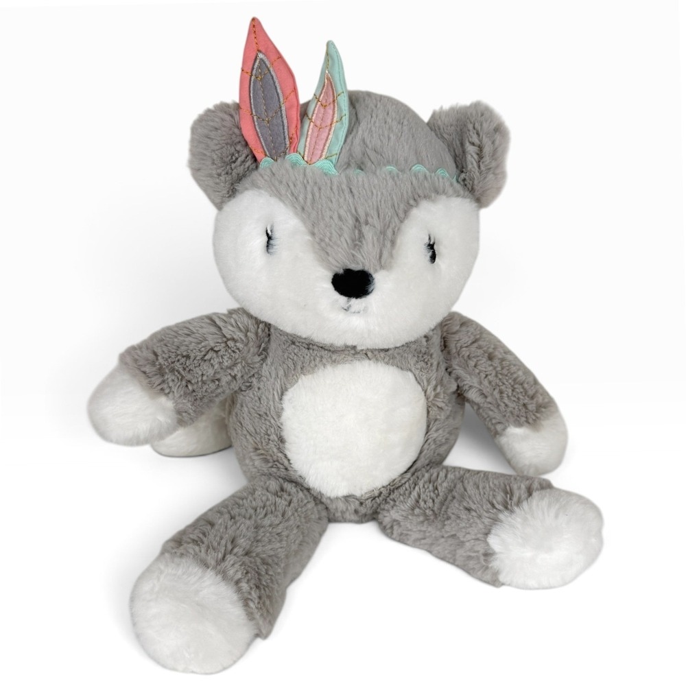 Lambs & Ivy Fox Plush Gray White Feather Headband Cheyenne Little Spirit Stuffed